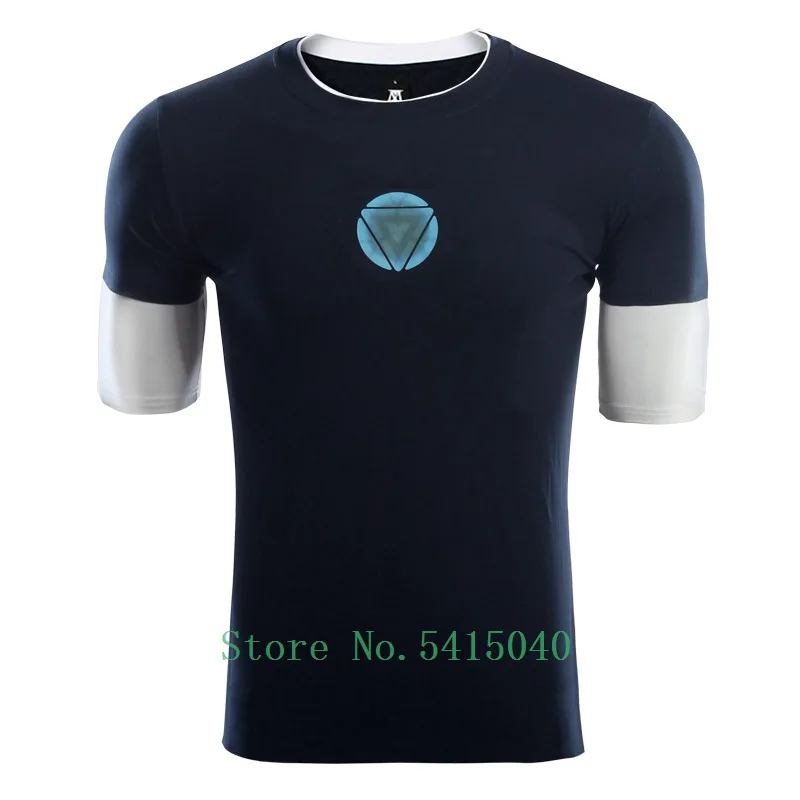 Футболка &quotЖелезный человек 3&quot &quotТони Старк&quot синяя светящаяся футболка с