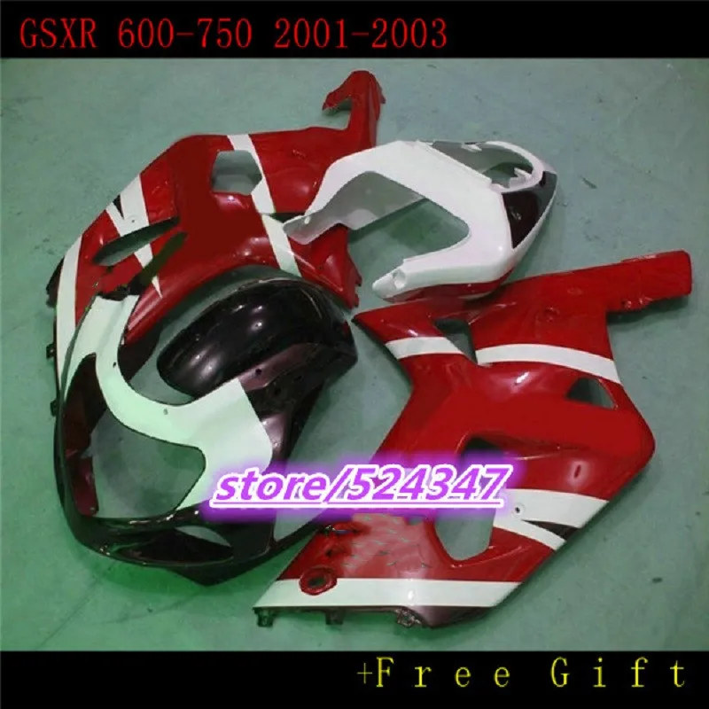 

Комплект обтекателей для Suzuki, Обтекатели GSXR600 750 2001 2002 2003, красный, черный, белый обтекатель для мотоцикла GSXR750 01 02 03