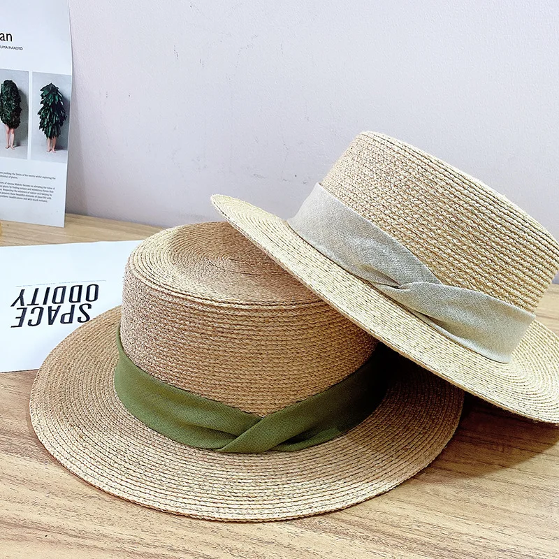 

202009-cheng British Style fine raffia grass color ribbon lady fedoras cap women panama jazz hat