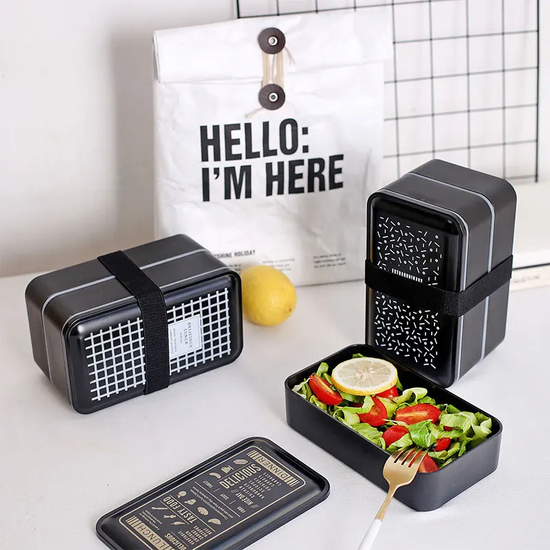 Bento Box Черный контейнер для еды Ланч бокс пластиковый в скандинавском стиле