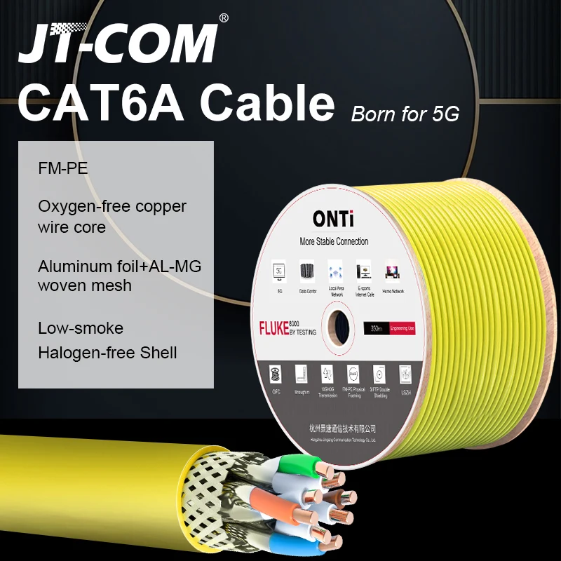 

CAT6A Network Cable S/FTP 23AWG 4PR LSZH 10Gbps 500MHz Double Shielded Oxygen-free Copper LSZH Supports FTTH Ethernet Cable