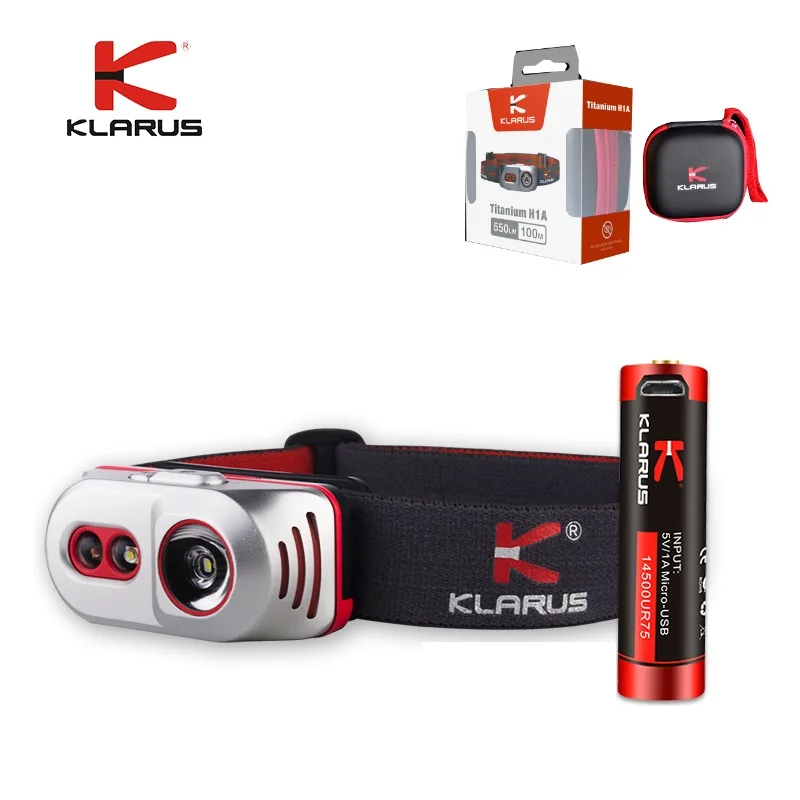 Оригинал KLARUS H1A Титан фар 550LM Cree XP-L V6 фары Перезаряжаемые с USB По 14500 Батарея | Лампы