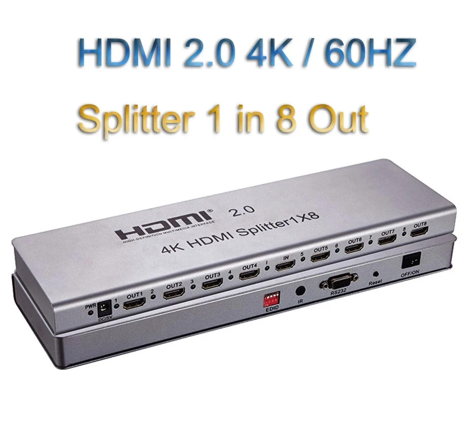 4K 1x8 HDMI 2 0 сплиттер 1 к 4 6 8 выход 1x2 1x4 видео конвертер 60 Гц 3D EDID RS232 для PS4 ПК DVD