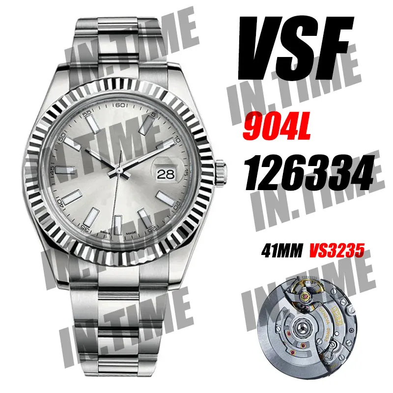 

Luxury Watch Men's RLX DJ 41mm 126334 904L SS VSF 1:1 Best Edition Silver Dial on Oyster Bracelet VS3235 Movement Watch01