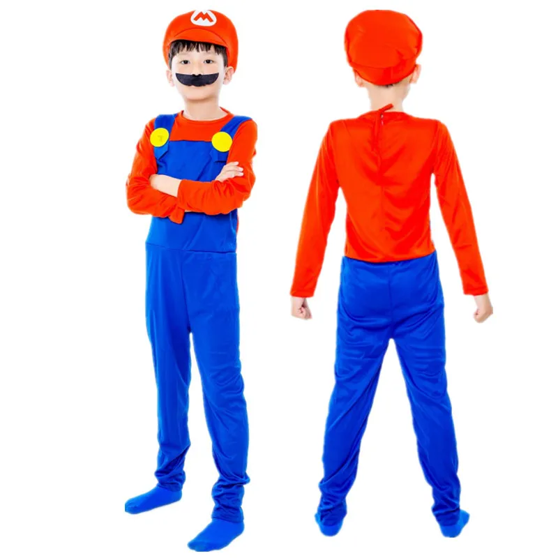 Детский Косплей супер костюм Братья Луиджи Брос сантехники маскарадный для