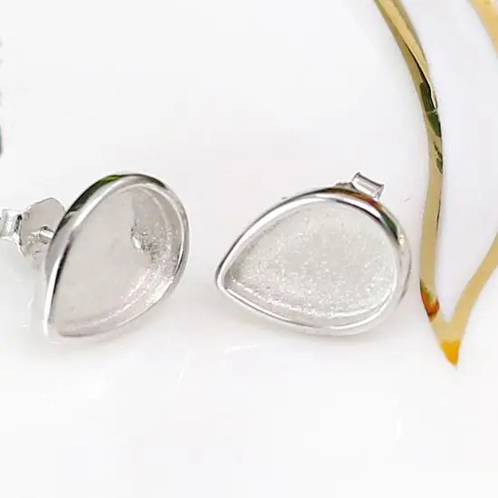 

7x10 мм груша кабошон полу крепление обручальное 925 пробы серебро для женщин ювелирные изделия установка для драгоценных камней принимаем оп...