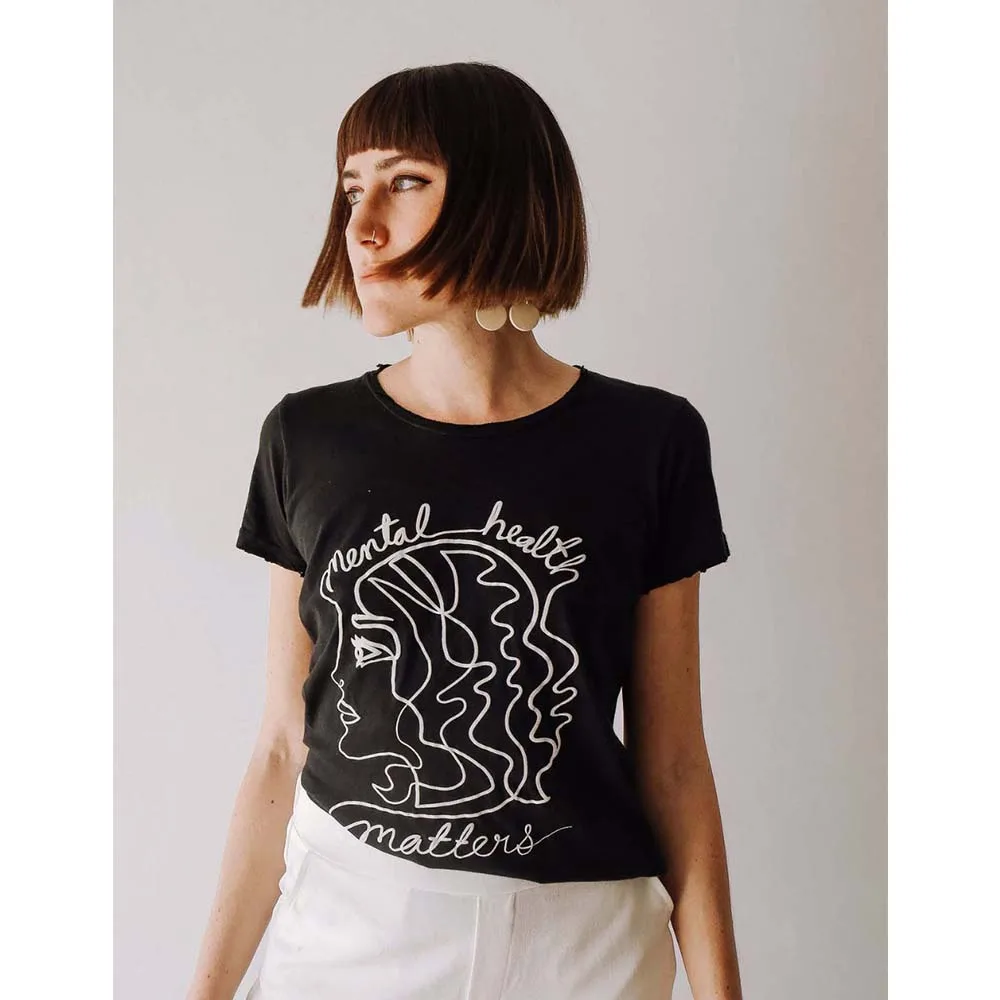 

Hillbilly Mental Health Women Face Print Fashion Shirt Plus Size Loose Black Cotton Graphic Top Tees Vintage Hipster T shirts