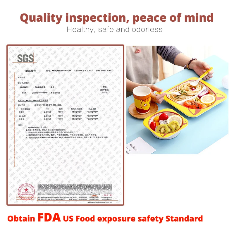 

Children tableware Set Baby Feeding Bowl Kids Cute Cartoon New Year Gift Bowl Set Natural Bamboo Tableware Environmental