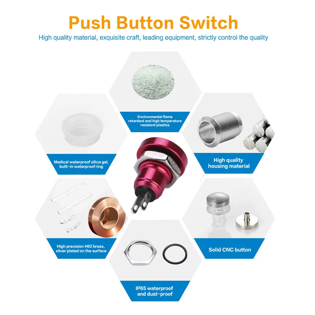 8mm Mini Momentary Push Button Built-In IP 65 Waterproof Ring Can Be Used For Horn Power Start Switch Of Your Vehicle | Автомобили и