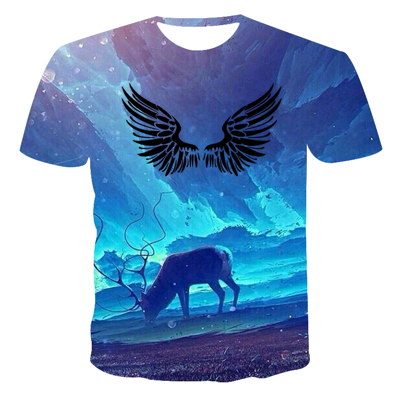 

Summer T shirt Men Streetwear Round Neck Short Sleeve Tees Tops Funny Animal Male Clothes Casual 3D Print Tshirt