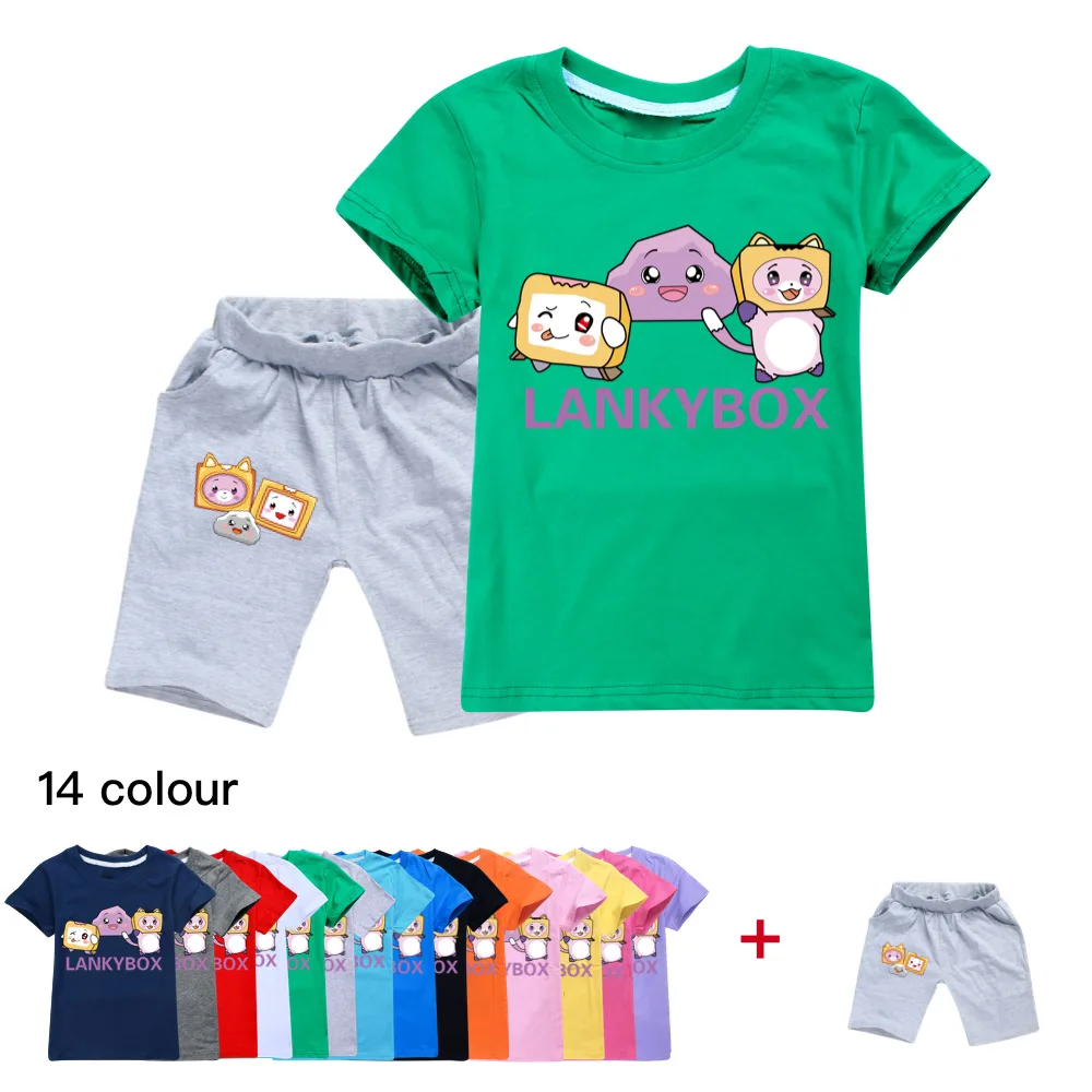 

Lankybox Game Baby Girls Boys Clothes Set Summer Kids Cotton Short Sleeve T-Shirts+Shorts 2pcs Outfits Children's sport Suit