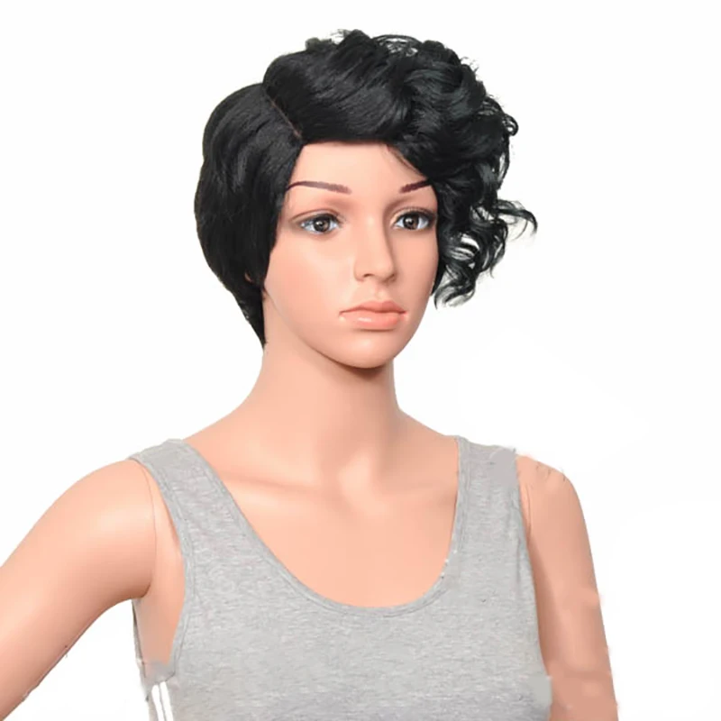 HAIRJOY женский специальный смешанный цвет боковая часть короткий кудрявый синтетический парик для волос