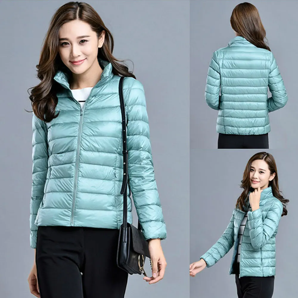 Женский ультра светильник пуховик женский зимний на утином пуху тонкий длинный