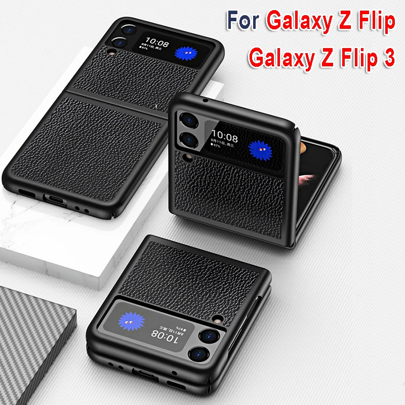

Luxury Magnetic Case for Samsung Galaxy Z Flip Leather Cover for Galaxy Z Flip 3 Protective Folable Shell Anti-slip Drop-proof