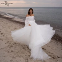 simple beach wedding dress long sleeve off the shoulder lace up a line boho bridal gowns bohemian bride dresses vestido de noiva