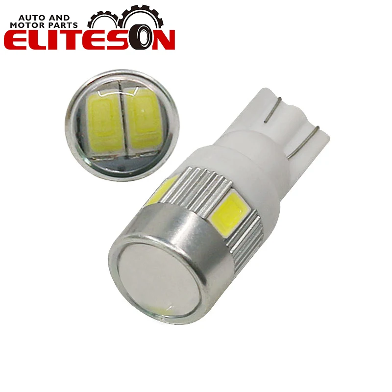 

Eliteson 10PCS T10 LED Signal Lights W5W 12V 5630 6 SMD White Wedge Side Door Lamps For Car Dome Reading Bulbs 194 168
