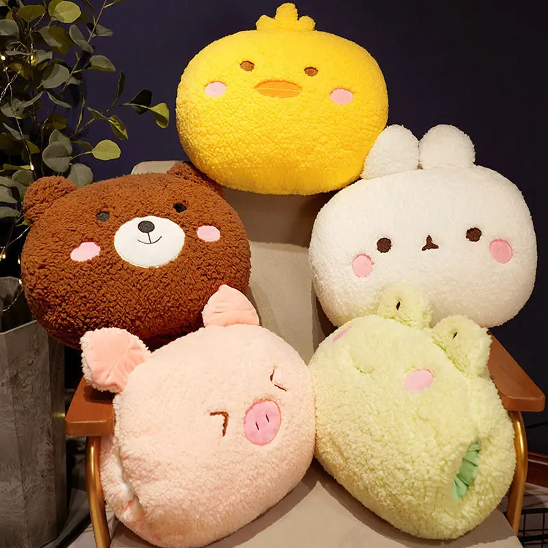 

Cute Frog Plush Bunny Bear Rabbit Pig Plushie Hand Warmer Kawaii Tiger Animals Pillow Soft Sofa Chair Cushion Girl Birthday Gift