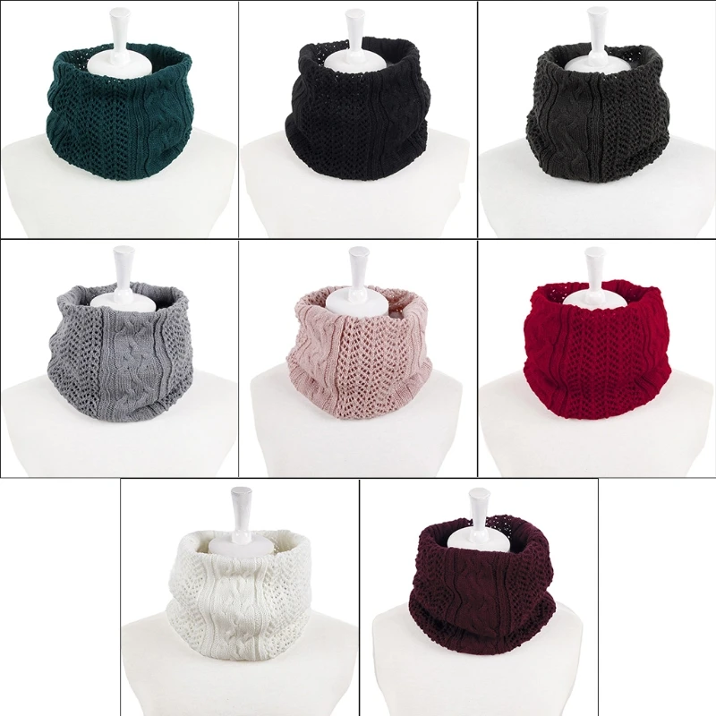 

Unisex Winter Twist Cable Knitted Neck Warmer Gaiter Solid Color Outdoor Windproof Stretchy Infinity Circle Loop Scarf