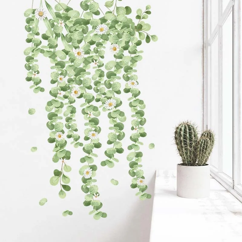 

Plants Wall Stickers Green Leaves Wall Decals Wall Paper DIY Vinyl Murals For Kids Bedroom Livingroom Easter Wall Decoration