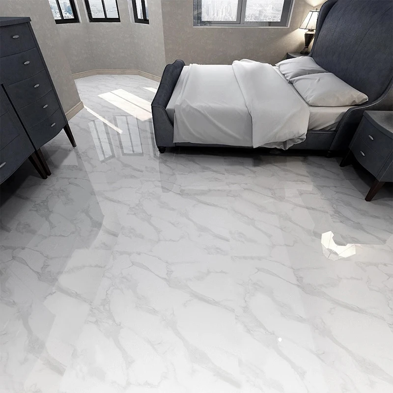 Modern Simple 3D Jazz White Marble Floor Wallpaper Living Room Bedroom Home Decor Mural PVC Self-Adhesive Waterproof 3D Stickers