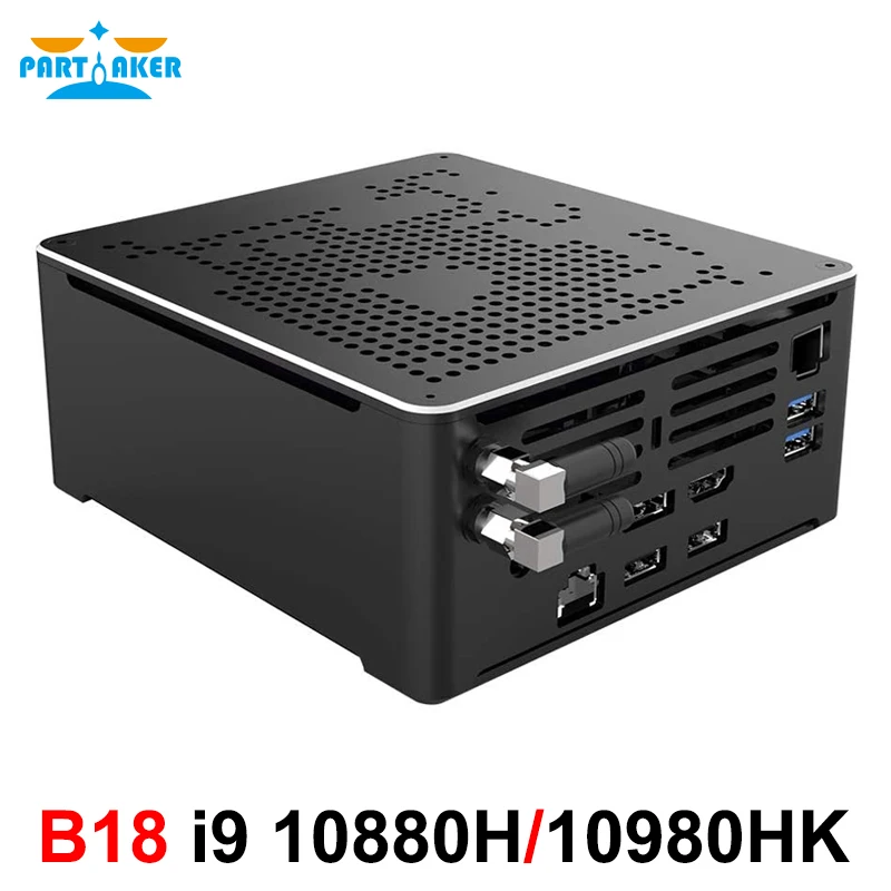 Newest Mini PC Intel i9 10880H i9 9980HK 2*DDR4 2*M.2 PCIE+1*2.5''SATA Graphics 630 Gaming Silence PC HDMI DP AC WiFi BT