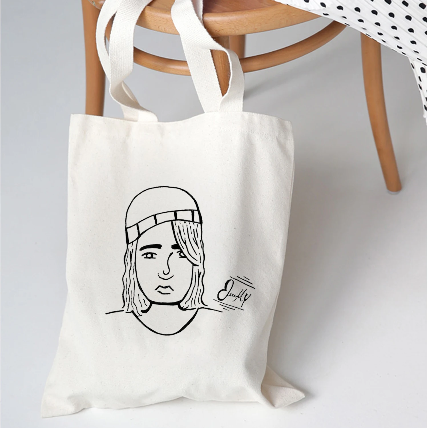 Женская тканевая сумка-тоут многоразовая сумка через плечо из ткани с мультяшным