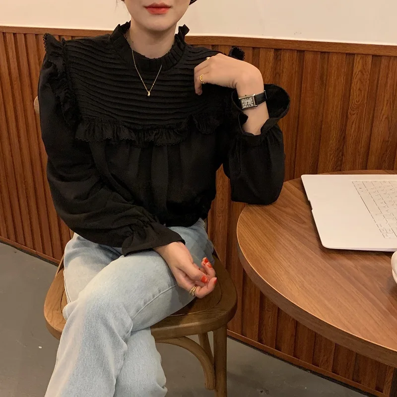 

Retro Chic Sweet Korean Style Women's Shirt Elegant Termperament Spring Shirt 2021 New Outgoing Spring Shirt Chic Streetwear Top