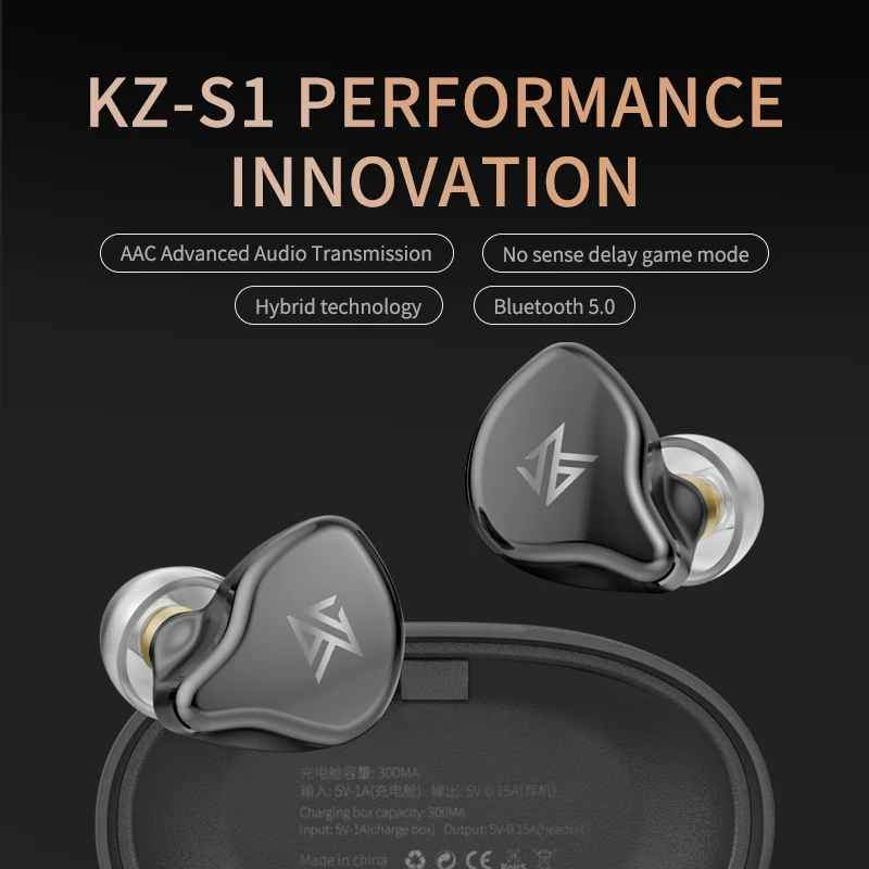 TWS-наушники KZ S1 S1D беспроводные Bluetooth 5 0 наушники с сенсорным управлением