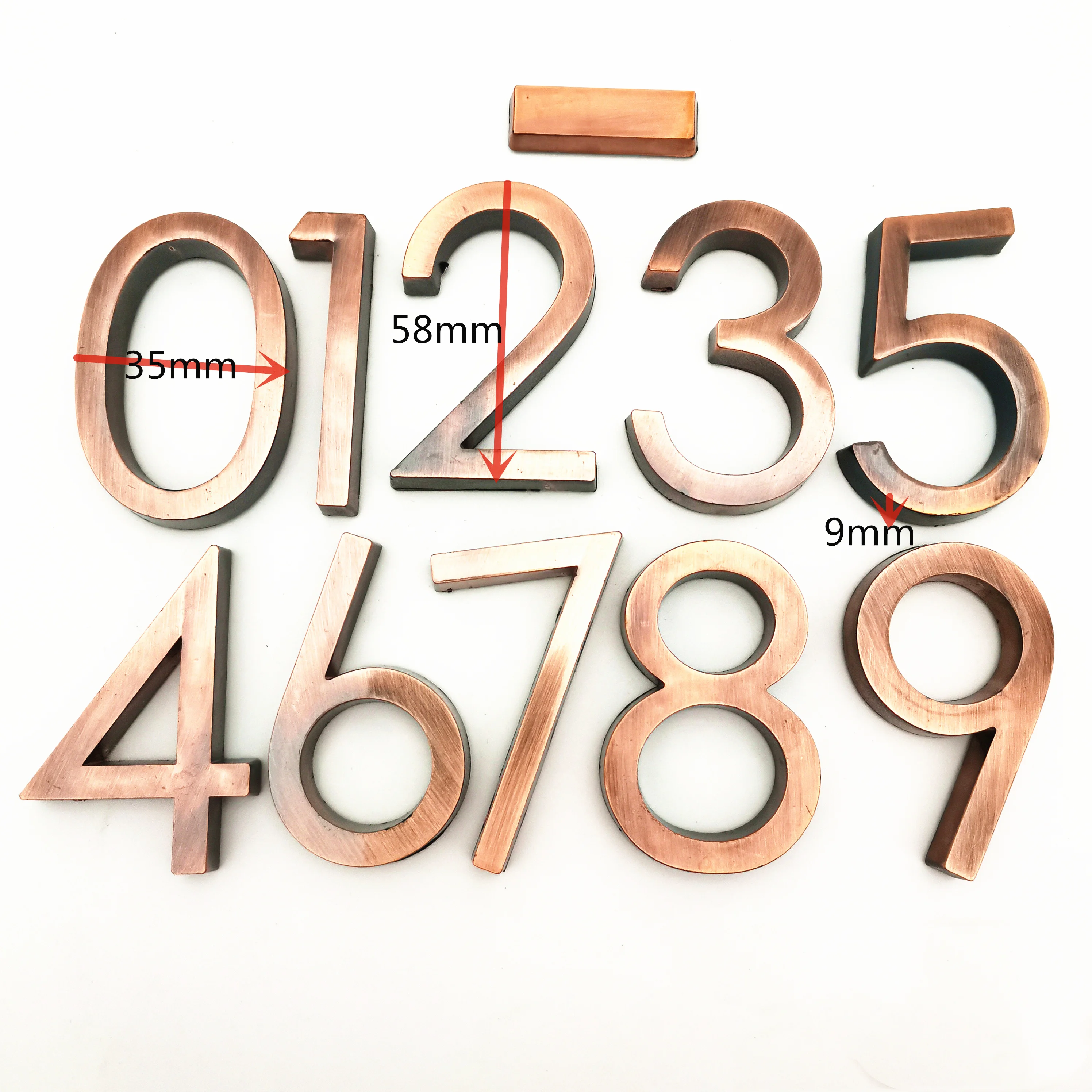 1 шт./2 шт. дверная табличка с номером красная медная наклейка цифрами 6 см дома от 0