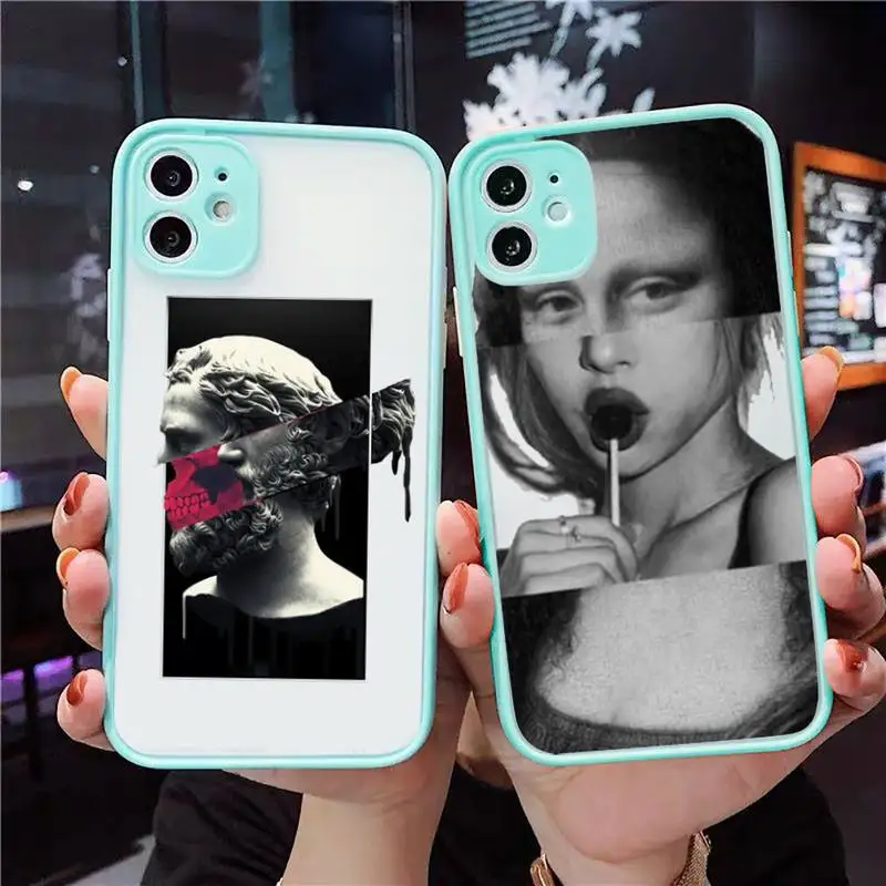 

Great Art Aesthetic David Mona Phone Case For iPhone 13 12 11 Mini Pro XR XS Max 7 8 Plus X Matte transparent blue Back Cover