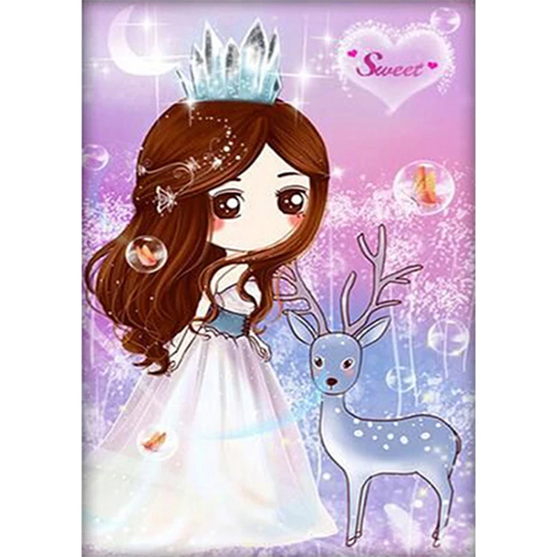 

DIY Full Diamond Painting Fantasy Flower Fairy Cross Stitch 5D Embroidery Mosaic Icon Cartoon Girl Painting Home Kid Room Decor