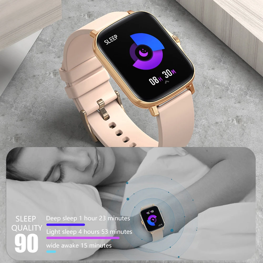 Roruite 1.69 Inch Full Touch Smart Watch 2021 Fitness Tracker Information Push Waterproof Smartwatch Men's Women For Ios Android