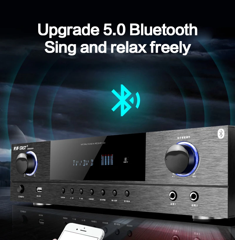 

900W Bluetooth Amplifier HD 4-16Ohm K22 High Power Home 5.1 Amplifier Karaoke Audio Digital Subwoofer Professional AV Amplifier