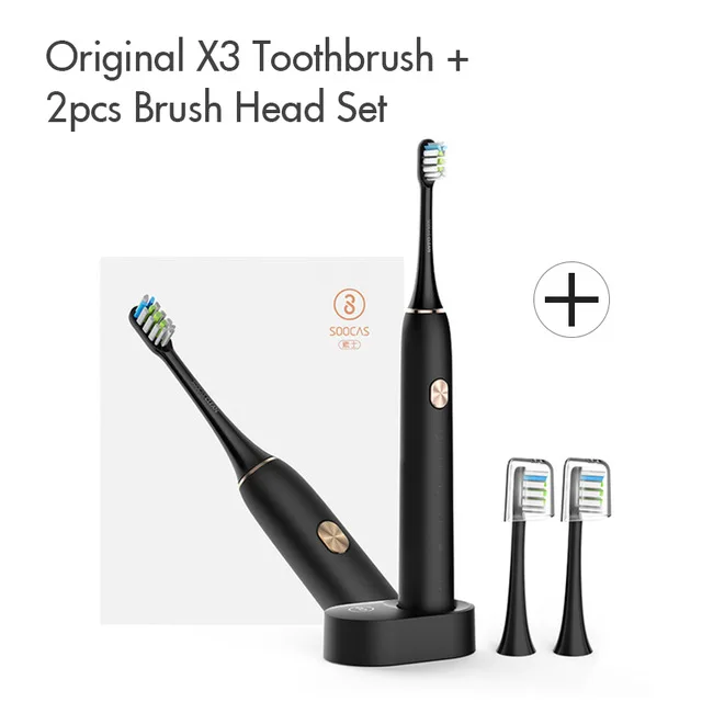 black add brush head Soocas X3 sonic Электрический Зубная щётка USB Перезаряжаемые обновлен Водонепроницаемый ультразвуковая автоматическая зубная щетка сменная насадка для зубной щетки - Цвет: black add brush head