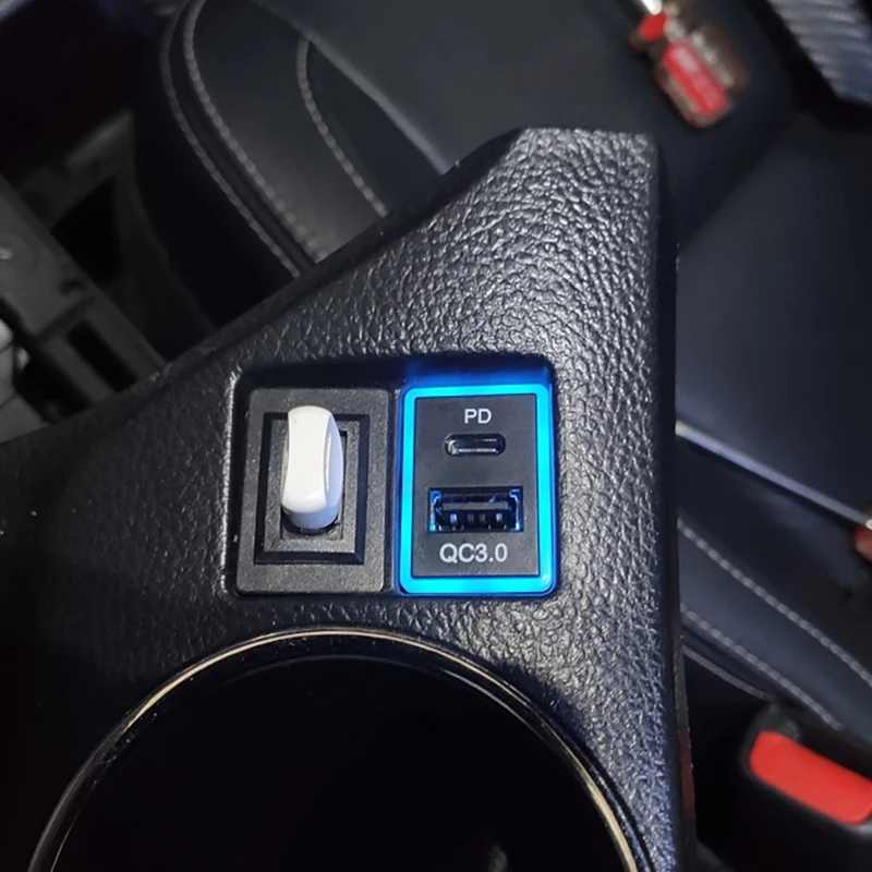 

QC 3.0 Car Charger Dual Port with Type C USB Quick Charge Socket for Toyota