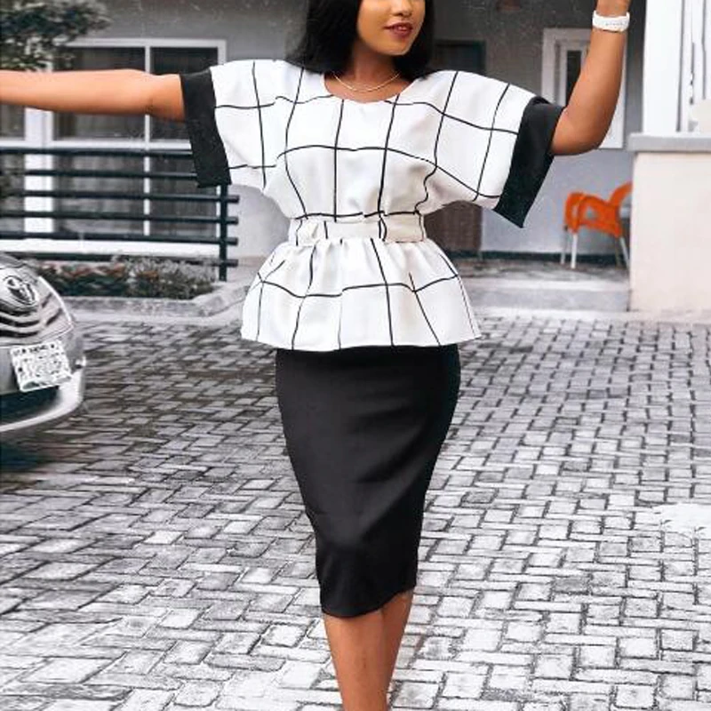 Женский комплект из 2 предметов летний клетчатый топ с круглым вырезом и