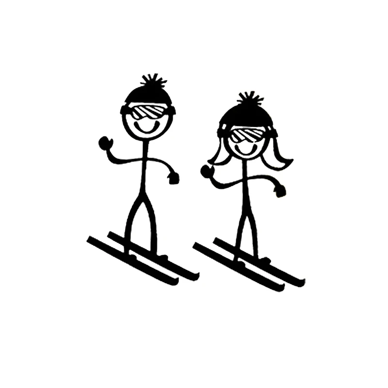 

16*16cm Snow Skiers Man Woman Car Decal Vinyl Sticker Fashion Personality car stickers to cover scratches New Style Hot