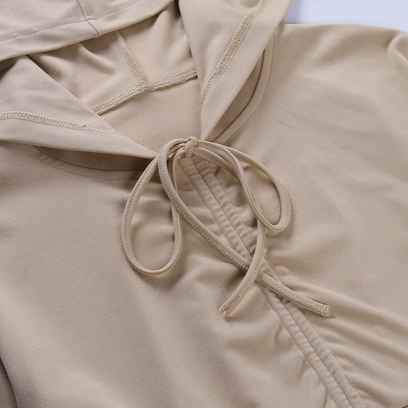 

Drawstring Sweatsuit for Women Jogging Femme Acrivewear Sport Hooded Crop Top + Sweatpants Two Piece Set Tracksuit Women