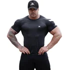 Мужская футболка для бодибилдинга, высокоэластичные быстросохнущие рубашки для мышц, тренировок, тренажерного зала, фитнеса, мужская повседневная одежда для упражнений