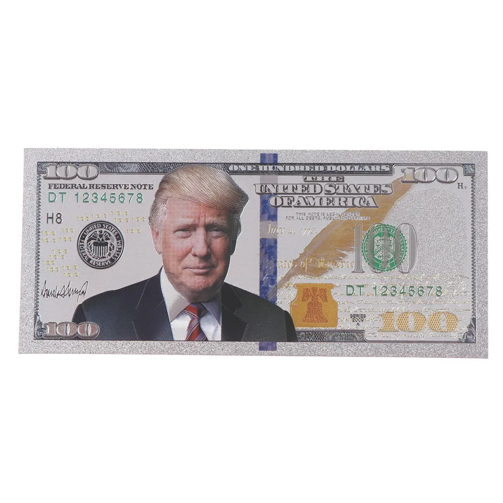 1 шт. пластиковые посеребренные бумажные деньги Дональда Трампа для