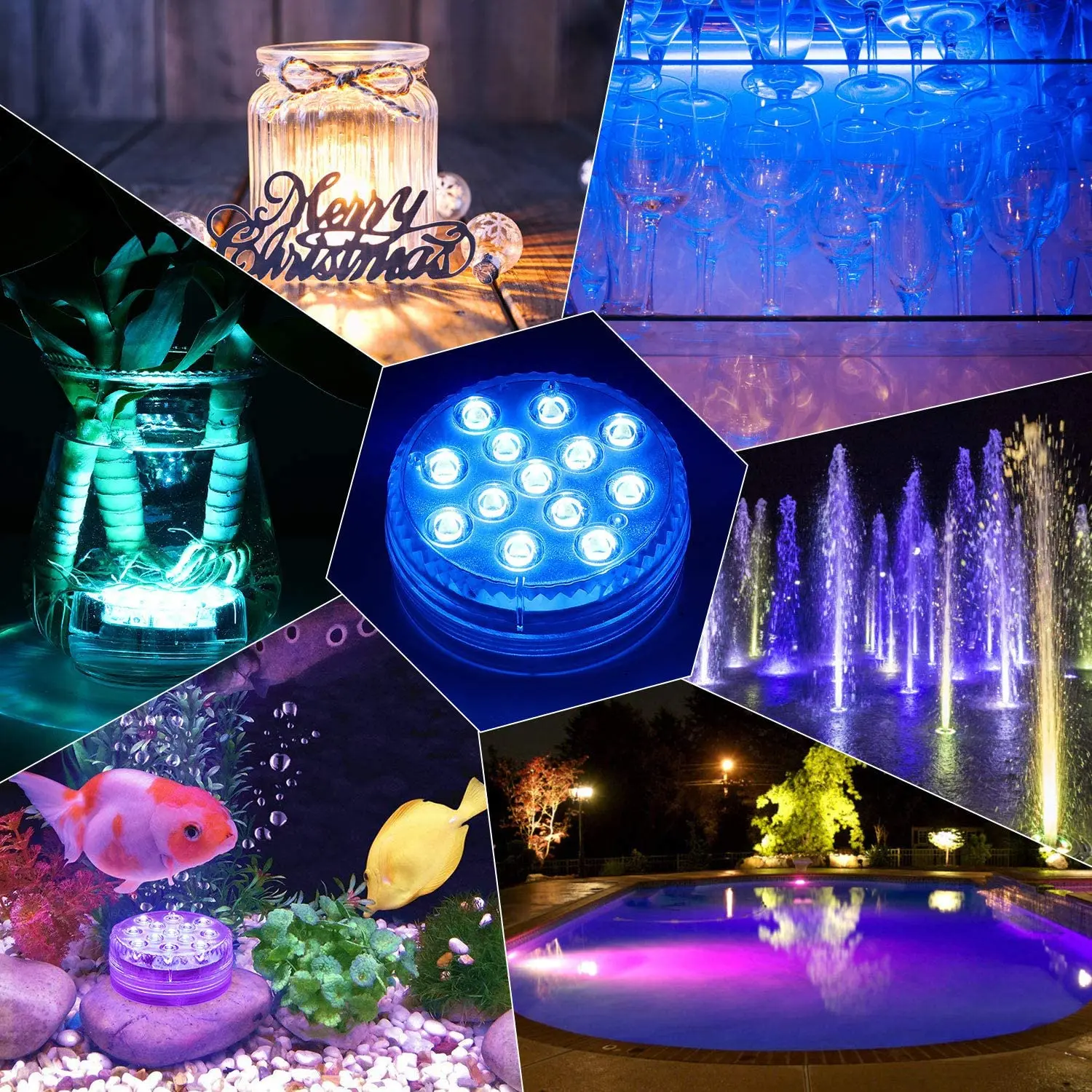 

16 Colors 13 LEDs Underwater Light RGB IP68 Waterproof Swimming Pool Light RF Remote Control Submersible Lights For Pond Vase
