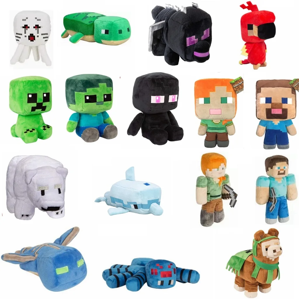 

New Zombie Creeper Plush Doll minecrafte Steve spider Ghost Cotton Stuffe Model doll Alex Enderman Children gift game toy
