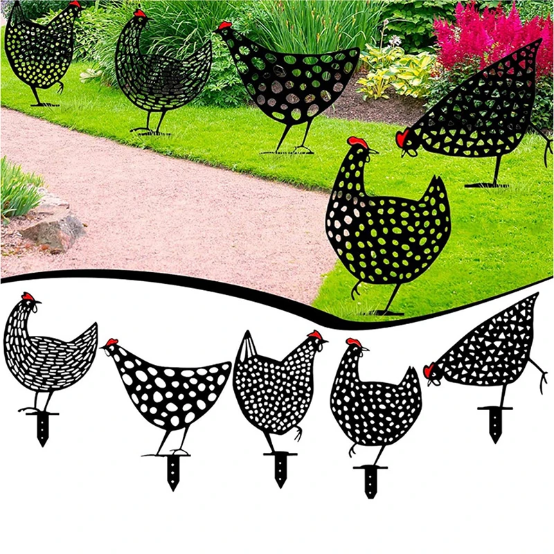 

5pc metal Rooster ornaments Model Imitation Animal Ornament Miniature Decoration Garden hen decoration ornaments