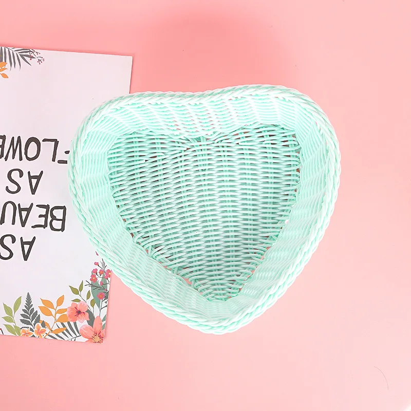 Green BalleenShiny PP сердце форма хранения ротанговая корзина для конфет и ювелирных изделий карты опрятный Органайзер мода Настольный макияж Корзина для спальни - Цвет: Green