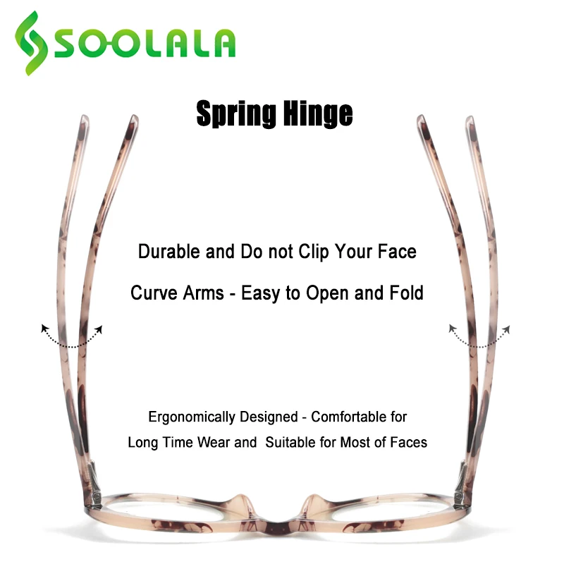 

SOOLALA Oversized Oval TR90 Anti Blue Light Reading Glasses Women Computer Eyewear Frame Spring Hinge Presbyopic Reader Glasses