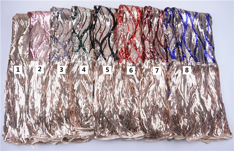 Высококачественная африканская кружевная ткань с кисточками и блестками