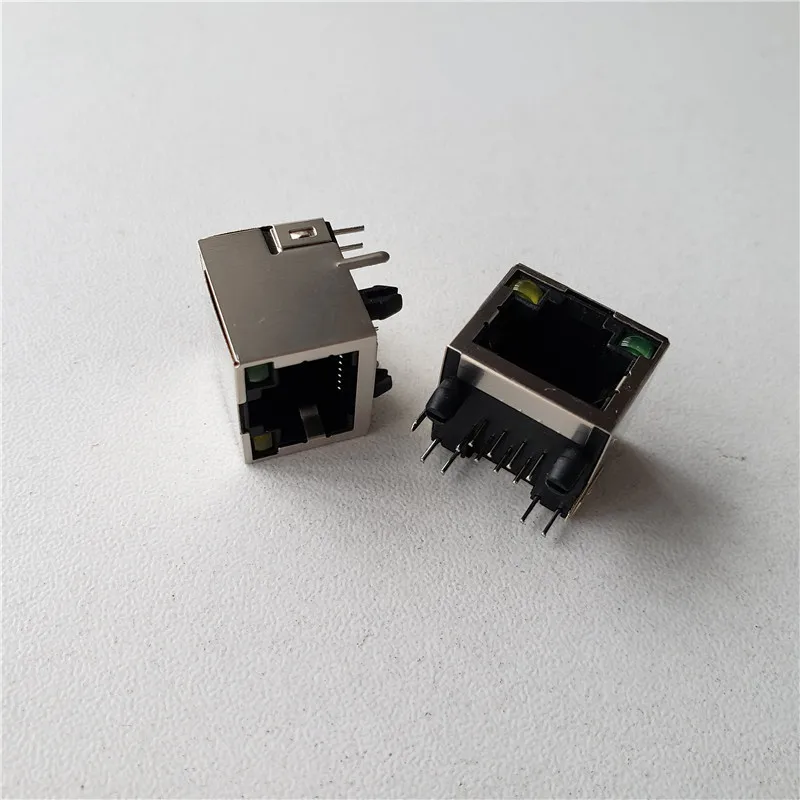 

30pcs connector RJ45 network sockets with light jack socket 8P8C shielded socket Crystal head