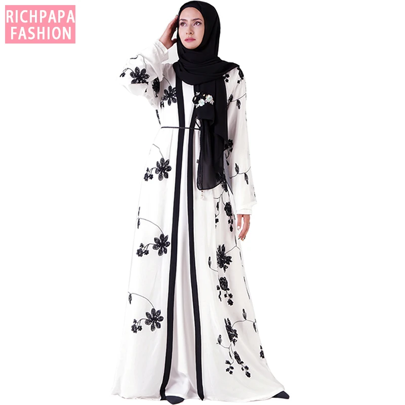 Embroidery Abaya Kimono Muslim Hijab Dress Kaftans Dubai Abayas For Women Turkish Islamic Clothing Caftan Turkey Robe Femme Jurk |