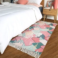 japan style romantic pink mountains cotton bedside carpet 70160cm long size rug for kitchenbathroom mat cloakroom floor mat
