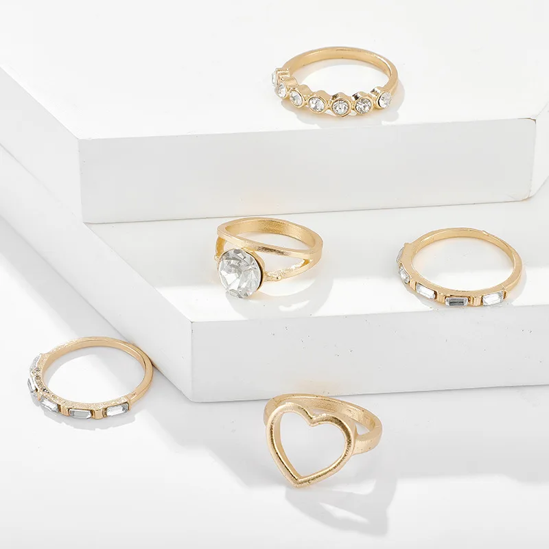 Набор женских колец в европейском и американском стиле набор из 5 простых модных